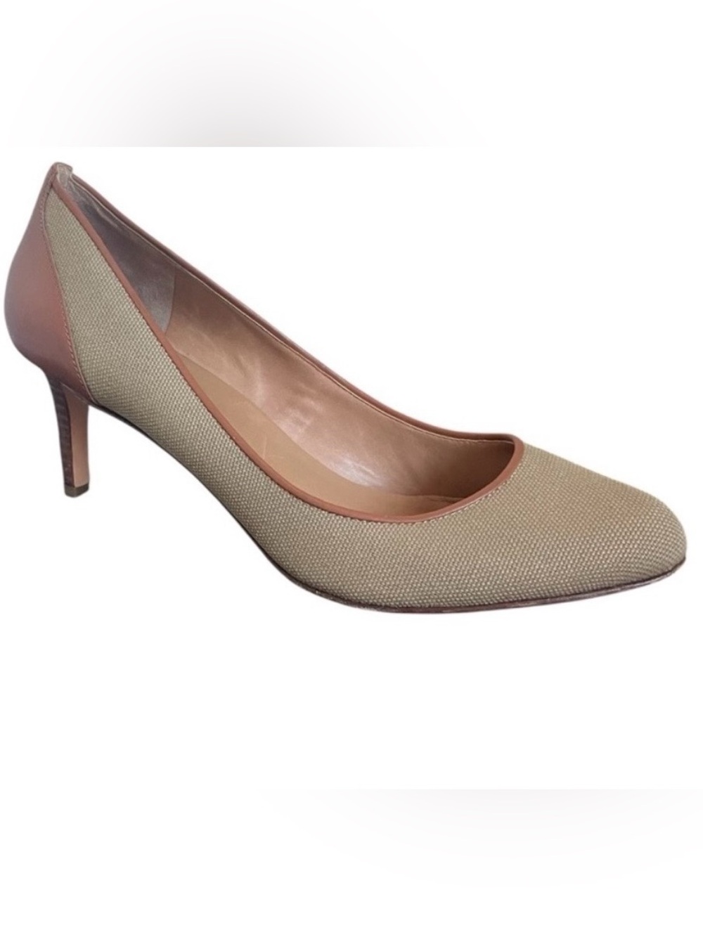 Ann Taylor Khaki | Tan Leather and Fabric Pumps - Size 8.5 M